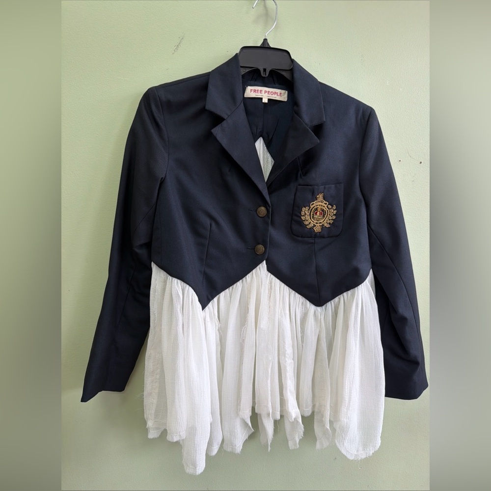 Free People Ballet School Collegiate Ruffles Romantic Blazer Jacket - Picture 4 of 8